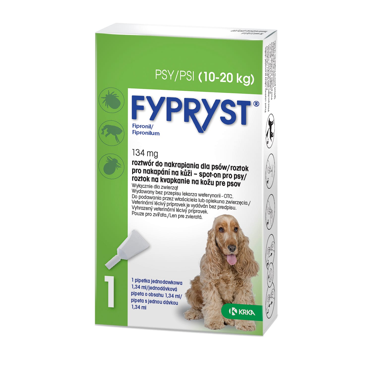 FYPRYST-Dog-1x134mg Fypryst krople na pchły i kleszcze dla psa od 10 do 20kg - Fipronil 134 mg - obrazek 1