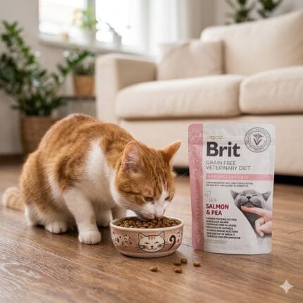 karma hipoalergiczna dla kota Brit Veterinary Diets 400g łosoś i groch opakowanie