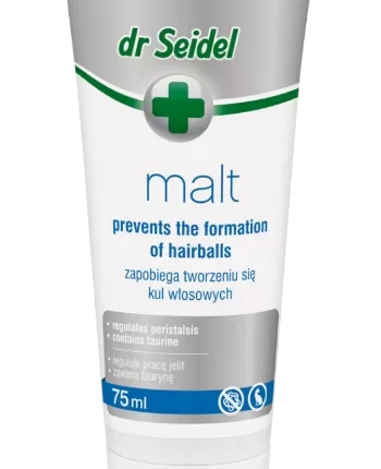 Tuba 75ml Malt-pasty odkłaczającej Dr Seidel – preparat z ekstraktem słodowym ułatwiający wydalanie sierści u kotów.