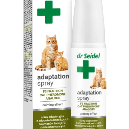 Opakowanie 90ml spray adaptacyjny dla kota Dr Seidel – preparat behawioralny spray z feromonami i walerianą dla kota.