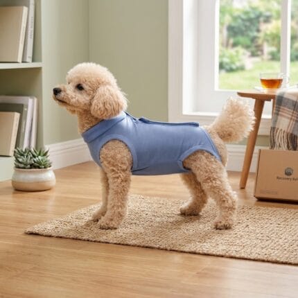 body pooperacyjne fit4pets na rzep niebieskie dla psa i kota ubranko pooperacyjne, ubranko ochronne dla psa po zabiegu, body po sterylizacji psa i kota fit4pets