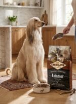 Opakowanie karmy Carnilove Adult Reindeer 1,5 kg z grafiką renifera na tle zimowego krajobrazu, informujące o naturalnym składzie bez zbóż.