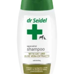 Butelka 220ml Dr Seidel szampon z owsem i aloesem dla psa i kota – preparat na suchą i swędzącą skórę.