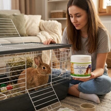 Opakowanie karmy ratunkowej Dr Rodents 100g oraz saszetka – specjalistyczny pokarm do żywienia przymusowego gryzoni i gadów.