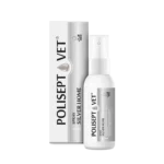 Poręczne opakowanie 50ml sprayu POLISEPT VET Silver Home – preparat ze srebrem koloidalnym wspomagający gojenie ran i regenerację skóry u psów i kotów.