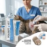 Opakowanie 30ml aktywnego żelu POLISEPT VET Wound Gel – preparat wspomagający oczyszczanie ran z biofilmu i przyspieszający regenerację tkanek u zwierząt.
