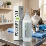 Profesjonalny roztwór do irygacji ran POLISEPT VET Wound Irrigation Silver Pro 500ml z aktywnym srebrem koloidalnym dla psów i kotów.
