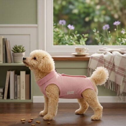 body pooperacyjne na rzep różowe dla psa i kota ubranko pooperacyjne, ubranko ochronne dla psa po zabiegu, body po sterylizacji psa i kota fit4pets