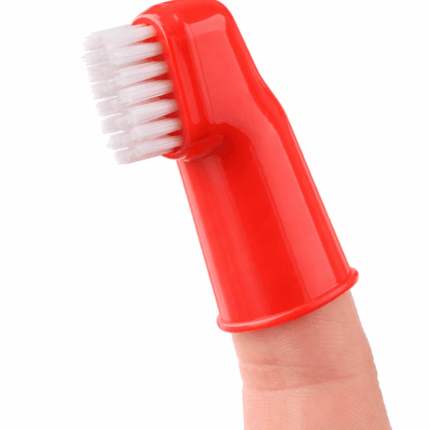 Zestaw dwóch białych szczoteczek do zębów Covetrus z ergonomiczną rączką, przeznaczonych do pielęgnacji jamy ustnej u psów i kotów.