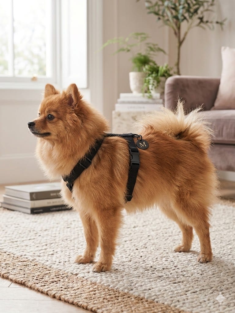 szelki-czarne-pomeranian szelki dla psa czarne regulowane wygodne szelki spacerowe dla małego psa