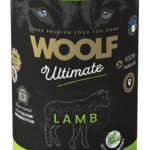 Puszka 400g pełnowartościowej karmy mokrej dla psa Woolf Ultimate Adult Lamb z jagnięciną i dodatkiem rozmarynu.